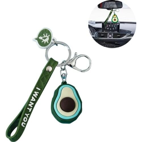 Funny Cartoon Smiling Avocados Keyrings Gift for Lovers Friend Wear to Deliver Good Wishes Silicone Key Holder G5AD