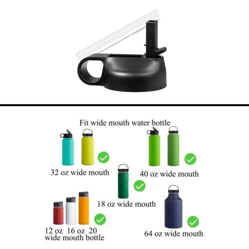 Straw Lid for Wide Mouth Water Bottle, Straw Top for Hydroflask 12-64 oz, BPA Free