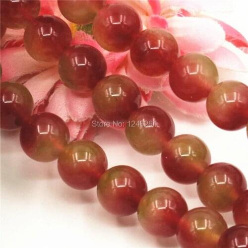 8mm 10mm 12mm 14mm Watermelon Tourmaline Chalcedony Crafts Loose Round Beads Ball Jewelry Making Women Girls Gifts Accessories