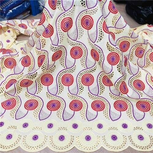 High quality 5 Yards Swiss lace fabric 2020 embroidery African lace fabrics 100% cotton Swiss voile lace fabric! HLF7103