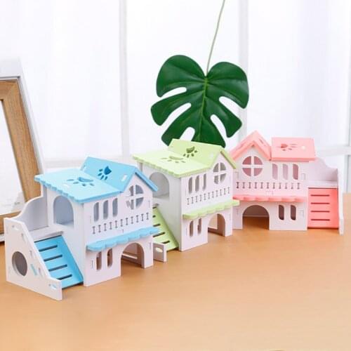1Pcs Hamster Nest Hamster Hideout DIY Cage 3Colors PVC Small Animal Supplies Wood Sleeping House Pet Hut Toy