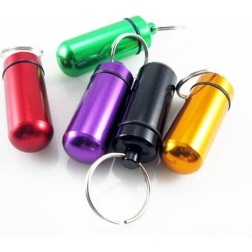 1000 X Protable Mini Waterproof Aluminum Medicine Pill Box Bottle Holder Container Keychain Ring Free Shipping
