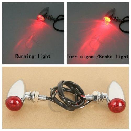 2PCS CHROME RED BULLET TURN SIGNAL for Harley Chopper Custom DYNA ROAD KING NEW Chopper Bobber Cruiser Custom