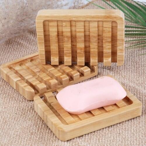 2Pcs/Set Natural Wooden Bamboo Soap Dishes Portable Shower Bar Soap Holder Box Rack Case Waterfall Self Draining Tray Bathroom T