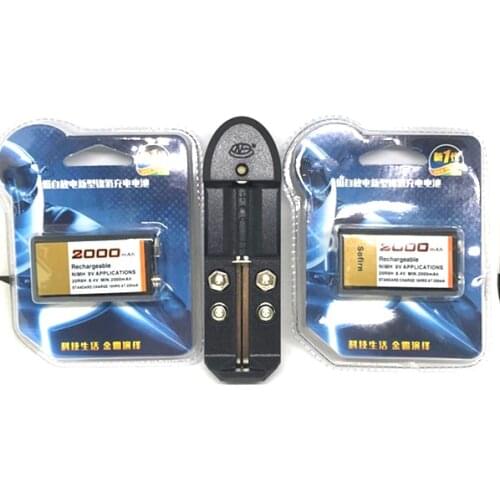 2PCs/lot Large-capacity 2000mAh 9V rechargeable battery 9 volt Ni-MH battery for Microphone + Universal charger Free shipping