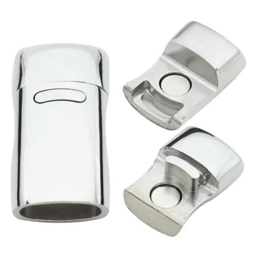 2Pcs Stainless Steel 10mm Magnetic Clasps Leather Cord Bracelet Magnet Lace Buckle Necklace DIY Jewelry Making Accessories