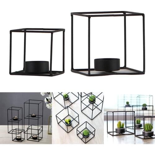 2pcs/Pack Nordic 3D Geometric Iron Candlestick Table Patio Decor 2 Sizes