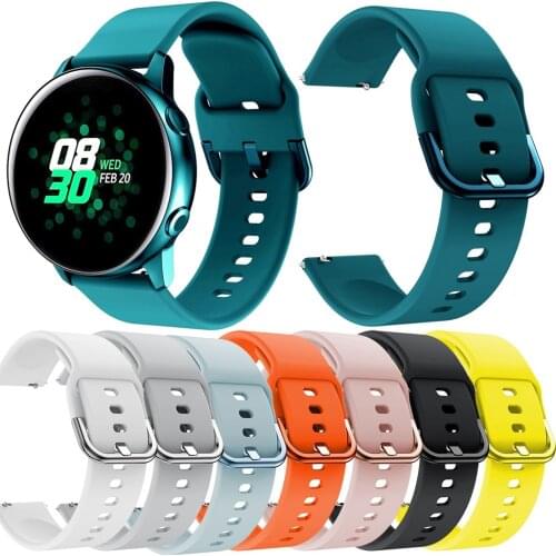 20mm Silicone Watchband on for Samsung Galaxy Watch Active Straps Soft Comfy Buckle Clasp Watchbands Replacement Wrist Bands