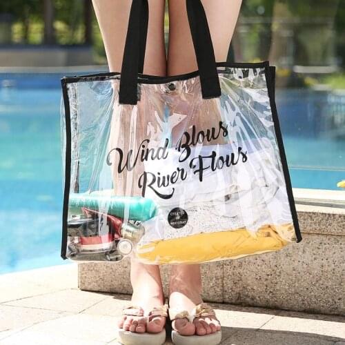 2020 Transparent Jelly Beach Bags Women Portable Waterproof Tote Summer Pool Large Capacity Handbags Female Swimsuit Collect Bag
