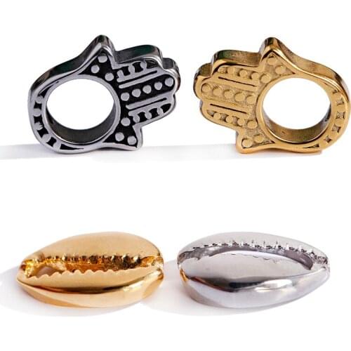 3PCS/lot Classic Shell And Hand Shape Stainless Steel Beads Fashion Spacer Beads DIY Jewelry Making