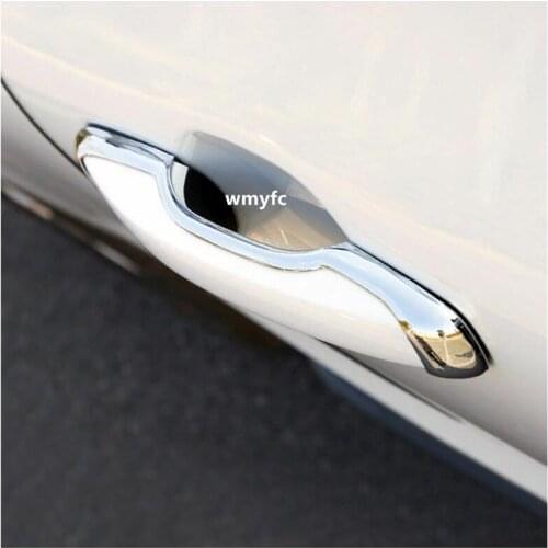 4pcs/Set Car Front Rear Door Handle Hollow Cover Trim Frame Fit for Volvo S90 V90 XC60 2017 2018 2019 2020 2021 Silver ABS