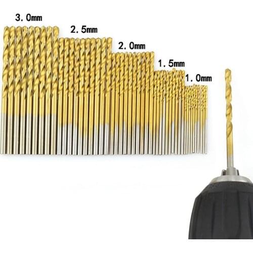 50 pcs Titanium HSS Drill Bits Coated 1.5mm - 10mm Stainless Steel HSS High Speed Drill Bit Set For Electrical Drill Tools