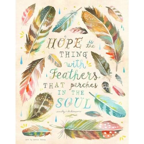 5D DIY round diamond embroidery hope feathers diamond painting Cross Stitch full square Rhinestone mosaic home decoration