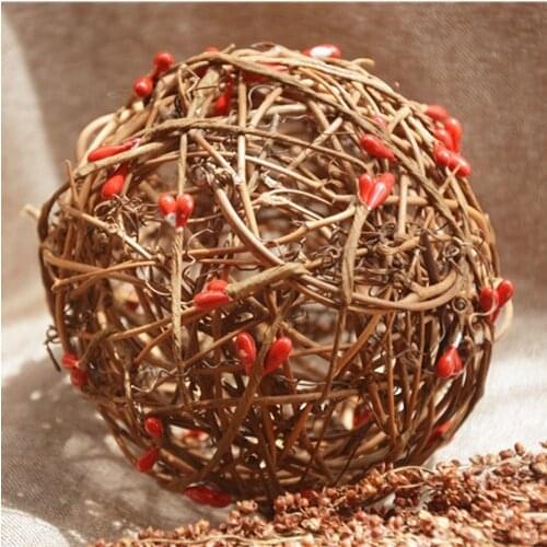 Natural Rattan ball with colorful berries, Dried Flower Ball for Wedding Home Valentine Day Gift Box Decoration ,Easter decor
