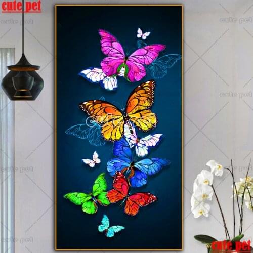 5d diy diamond painting cross stitch 5D Diamond Embroidery Color butterfly Full round Drill Decor large christmas decorations