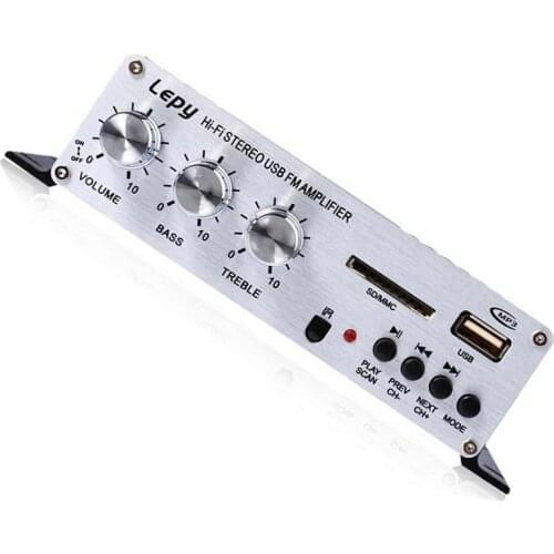 2ch Output Power Amplifier Car Digital 2x15W RMS Amplifier With Remote Control USB MP3 Media SD Card FM DVD