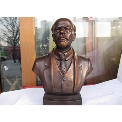 Fast shipping USPS to USA S3452 12 Western Classical Pure Bronze Copper Carved giant Lenin Head Art statue