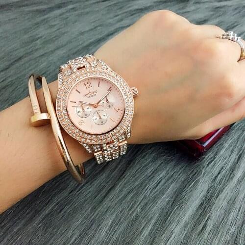 New Hot Sale Watch Contena Classic Women Full Diamond Dress Watches Ladies Quartz Watch Gold Woman Watches relojes mujer