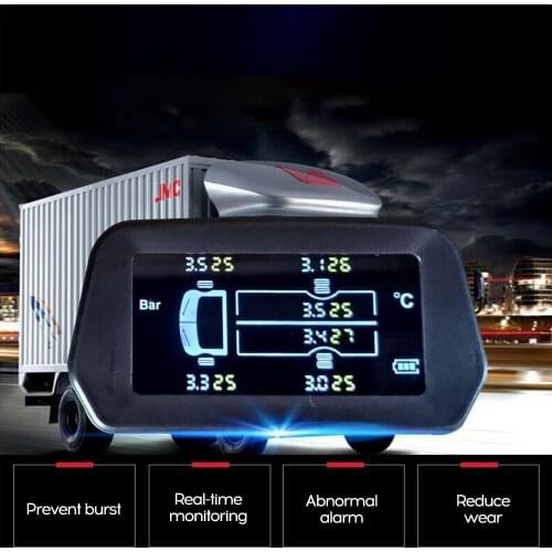 Light Truck Tire Pressure Monitor Solar High-precision Wireless 6 Tires Real-time Display External Sensor for Freight Car