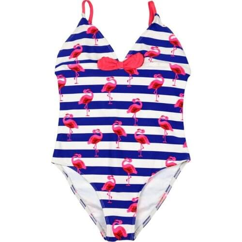 Funfeliz Girls Swimsuit Flamingo Swimming Suit Cute Girl One Piece Swim Suit Kids Swimwear Children Bathing Suit 6T-14T