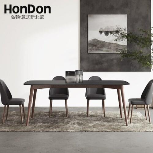 Rock plate Nordic ash log dining table and chair combination modern Simple light luxury solid wood