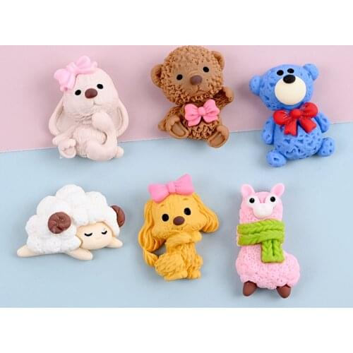 25Pcs Kawaii Animals Cartoon Sheep Alpaca Rabbit Flatback Resin Cabochon Fit Phone Deco Parts DIY Accessories Scrapbooking Craft