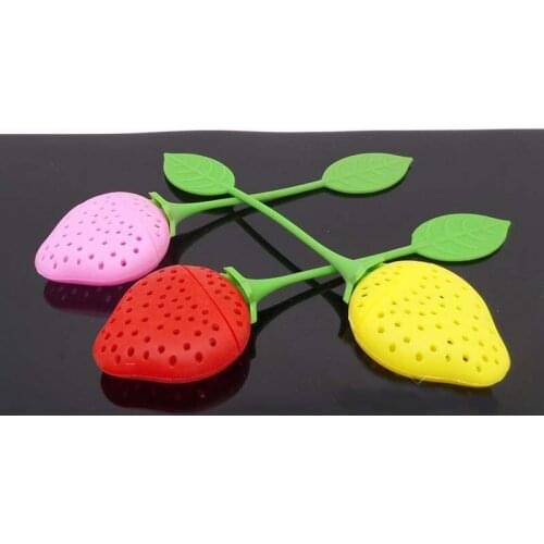 Creative Red/Pink/Yellow Strawberry Silicone Tea Infuser Tea Strainers Tea Accessories Drinkware Supplies 20pcs/lot DEC177
