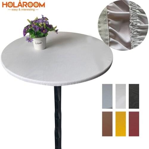 Round Waterproof Oilproof Table Cover Cloth Protector Polyester Tablecloth Catering Fitted Table Cover with Elastic Edged