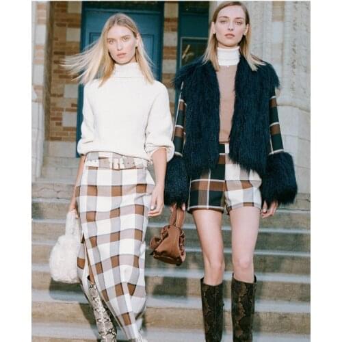 Cantrast Gingham Patches Recycle Faux Fur Fluffy Coat Abstract Animal Tiger Leopard Pattern Plaid Lambwool Tweed Short Jacket