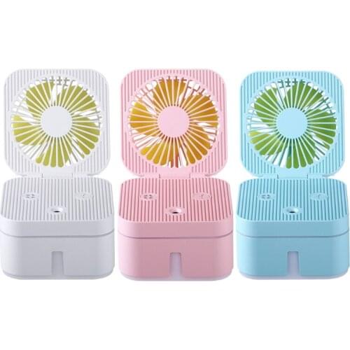 Square 2-in-1 Humidifier Quiet Mini Fan Portable Desktop Air Coolers Smart Tool