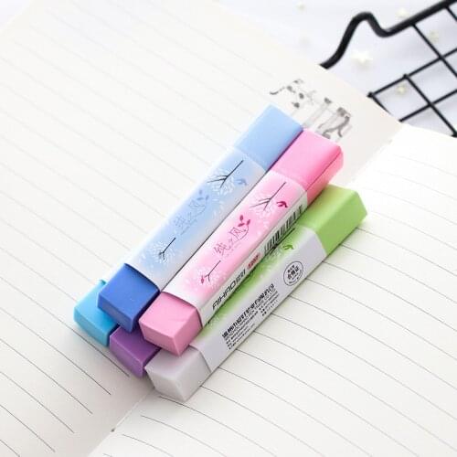 1Pc Cartoon Pencil Erasers Kawaii Stripe Rubber Erasers for Kids Prize Gift Writing Drawing Creative Stationery School Supplies
