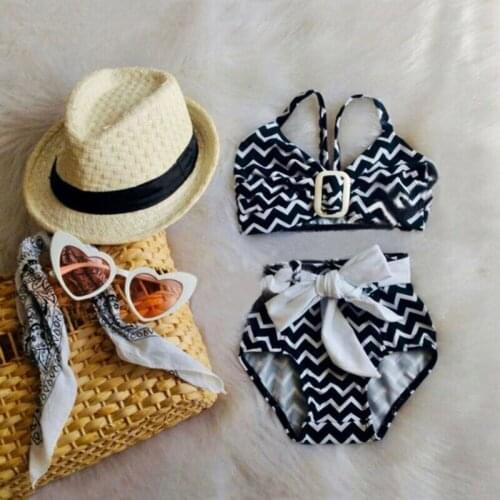 Summer Kid Baby Girl Swimwear Swimsuit Bikini Bathing Suit Swimming Beachwear Geometric Bow Shorts Kids Beachwear