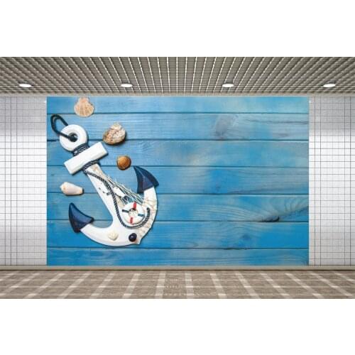 Lyavshi Blue Board Backdrop Anchor Shell Birthday Baby Shower Party Decoration Wedding Photography Background Photo Studio Props