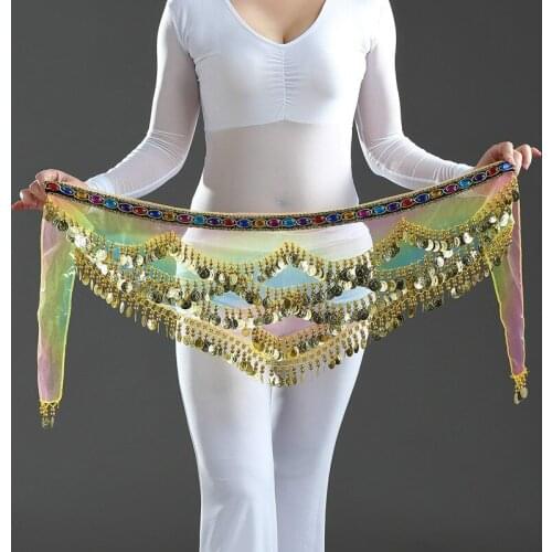 Multicolor 3 Layer Belly Dance Waist Chain 328 Coin Hip Scarf Wrap Skirt Triangle Triba Bollywwod Dance Belt Nile of Egypt Belt