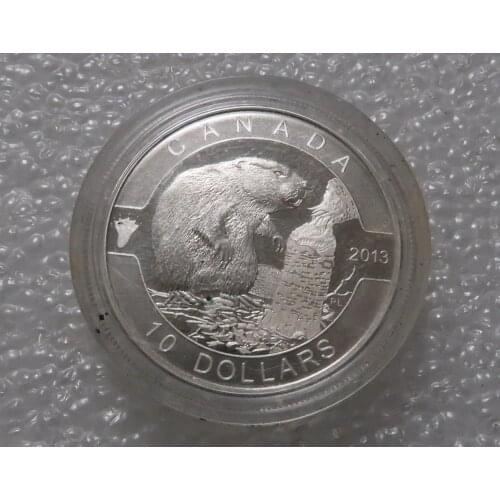 Real Rare Silver Original Coin Canada 2013 10 Canadian Dollar Beaver Half Ounce Proof Silver Coin