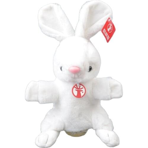 25cm White Color Rabbit Stuffed Plush Soft Doll Animals DevelopToy Girls Baby Kids Hare Hands Puppets Birthday Gift