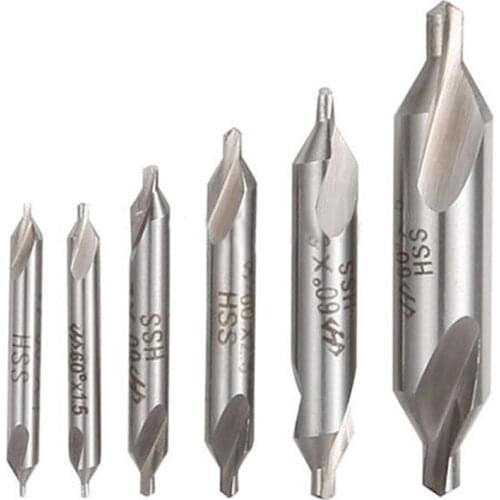 6Pcs HSS Center Drill Bits Set Combined Countersinks Kit 60 Degree 5/3/2.5/2/1.5/1mm For Producing Center Holds Ln Components
