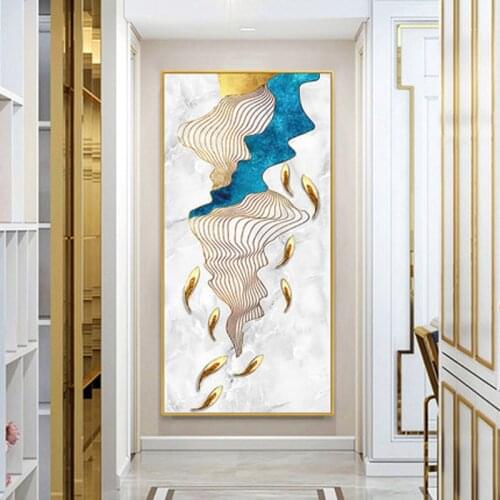 Wall art picture hd print abstract chinese nine koi fish landscape oil painting on canvas poster for living room modern decor