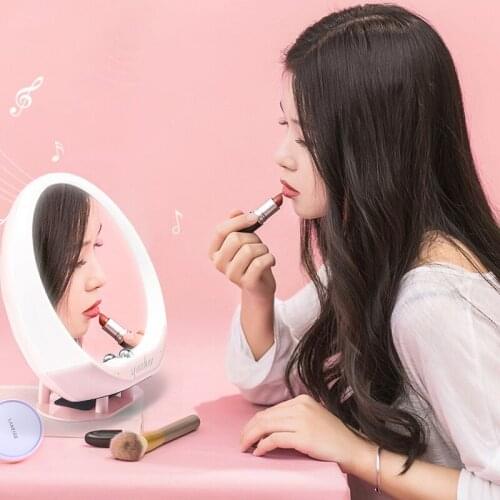 Desktop Makeup Mirror Fill Light Makeup Mirror Birthday Gift Wireless Bluetooth Speaker LED Makeup Mirror With Light