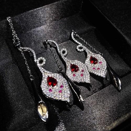 QTT New Arrival Fashion Chain Link Necklace Earrings Crystal Jewelry Sets Silver Color Clear Jewelry Set For Women Engagement