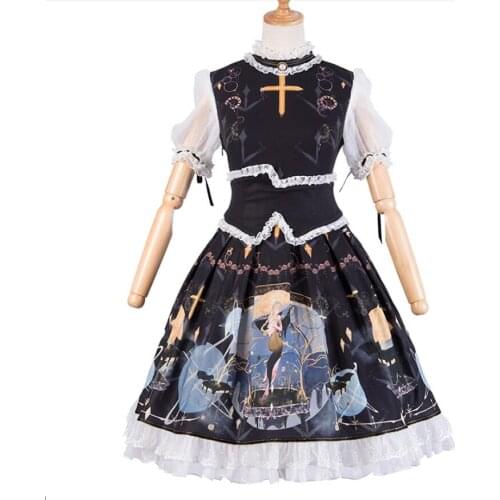 Cute Kawaii Design Lolita Short Sleeve OP Dress Vintage Gothic Dark Gothic Lolita Dress Cos Sweet Princess Party Vestidos