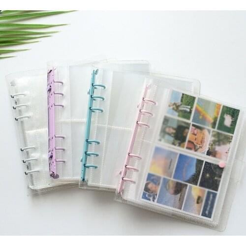 100/200 Pockets PVC Portable Photo Album Jelly Color Card Photo Holder Fashion Transparent Glitter Sequins Shiny Mini Card Bag
