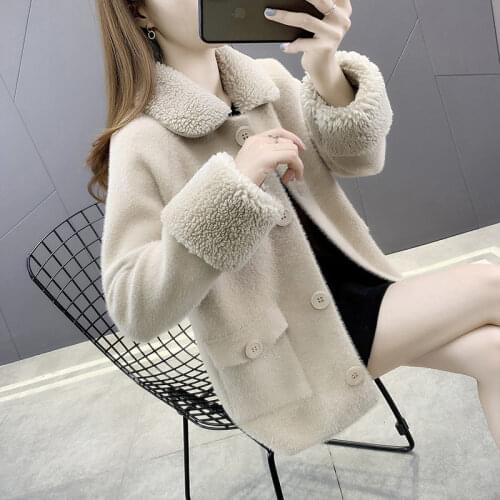 Casual Short Mink Sweater Autumn and Winter New Ladies Korean Coat Jacket Particle Fleece Collar Loose Thick Outer Cardigan y210