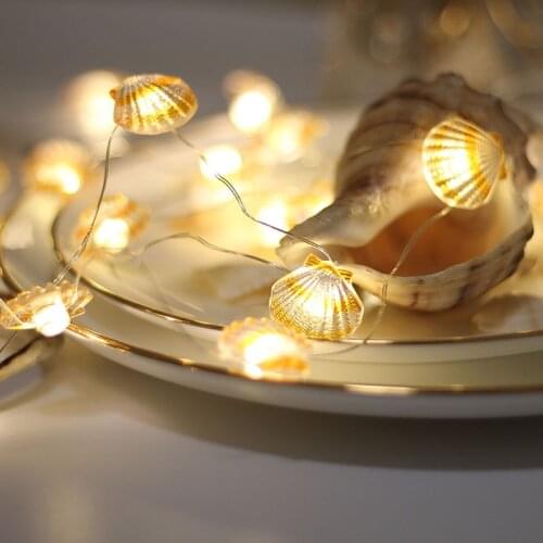 Christmas Decoration 2M 20 LED Flamingo Copper Wire String Lights Wedding Party Seahorse Shell Light String Room Decor New Year
