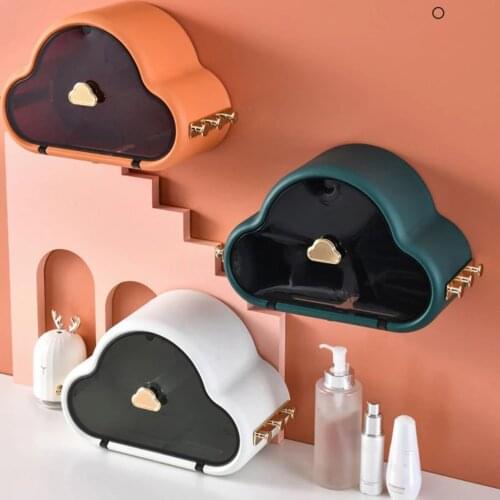 Punch-free Self Adhesive Waterproof WallMounted Toilet Tissue Box Cover Bathroom Storage Organizer Cloud Shape Paper Holder