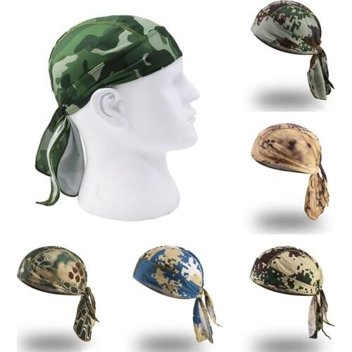 Outdoor Riding Pirate Hat Quick-Drying Sports Turban Breathable Pirate Scarf Hat Sunscreen Running Camouflage Headgear