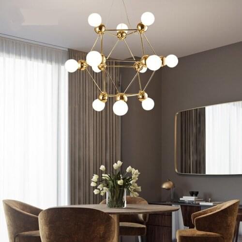 Modern 4/12heads pendant lamp bar Boutique Villa Magic bean light molecular glass ball home dining room pendant light ZA81830