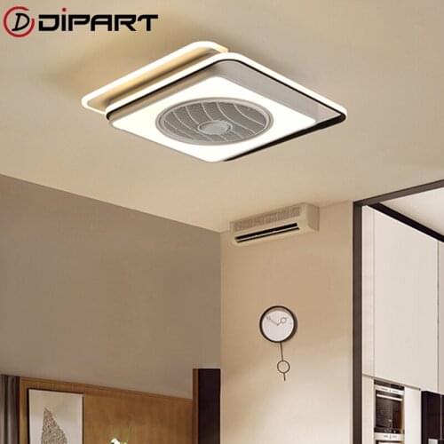 Modern Smart LED Fans Invisible lights with 3 colors Lighting with Remote Control Leaves Ultra-thin Ceiling Fan Lights