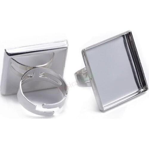 10Pcs Glass Cabochon 20mm 25mm Dome Flat Back Adjustable Ring Bezels For DIY Jewelry Marking