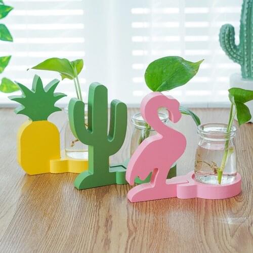 Creative Hydroponic Vase Transparent Glass Small Fresh Personality Flamingo Cactus Decoration Desktop Decoration Plant Container
